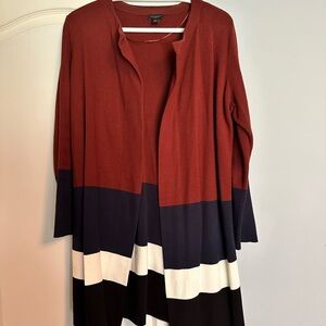 Ann Taylor Brown and Blue Cardigan Sweater